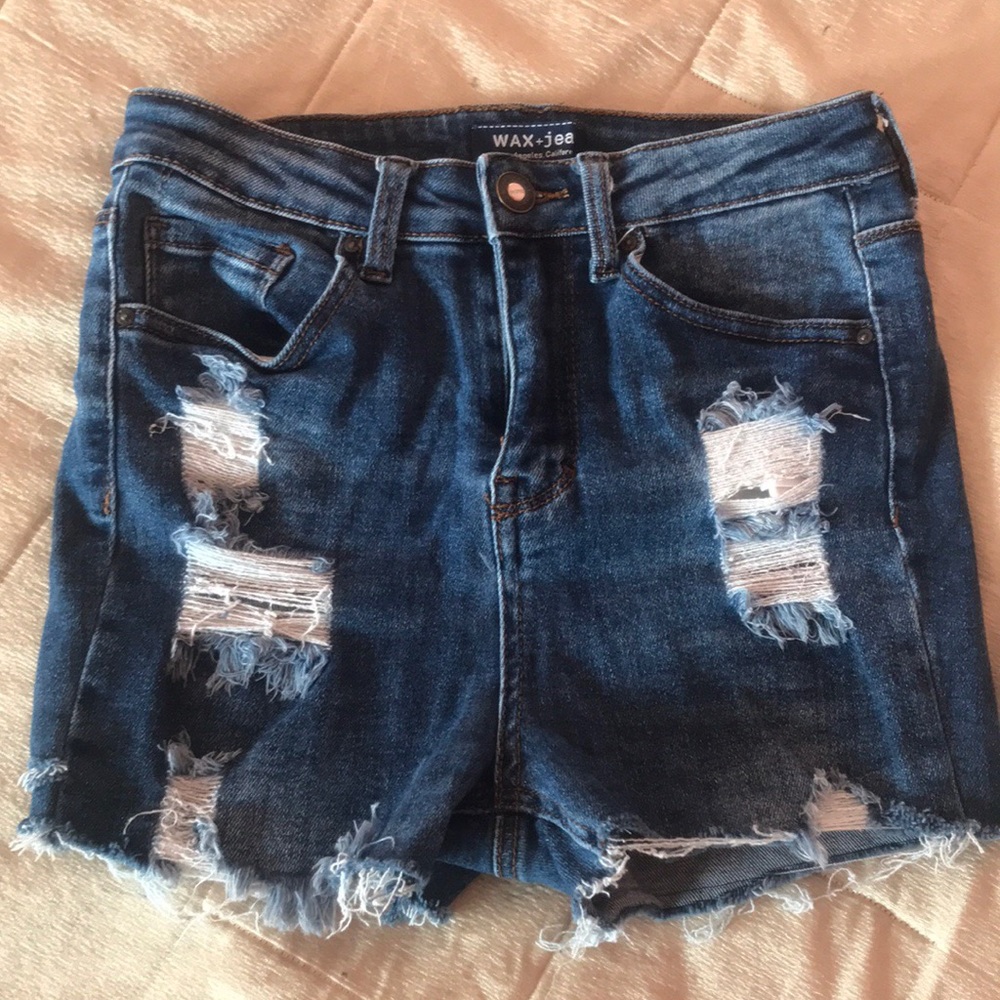 Blue Distressed Denim Jean Shorts